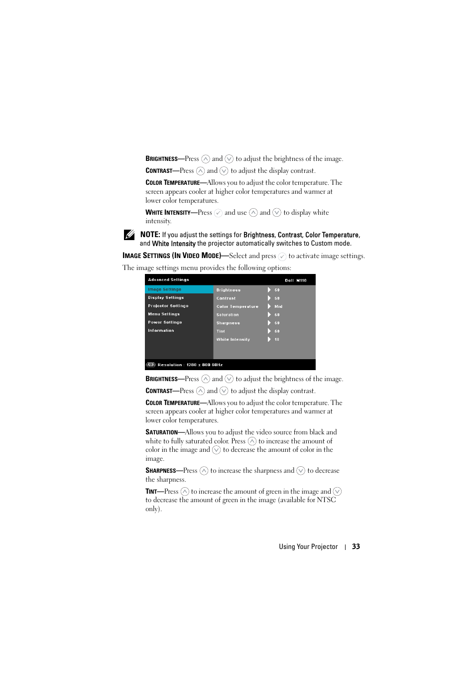 Dell M110 Projector User Manual | Page 33 / 67