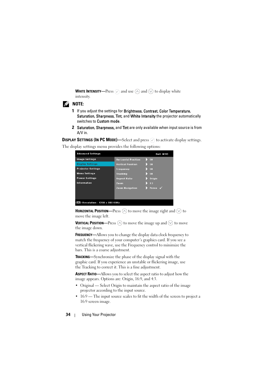 Dell M110 Projector User Manual | Page 34 / 67