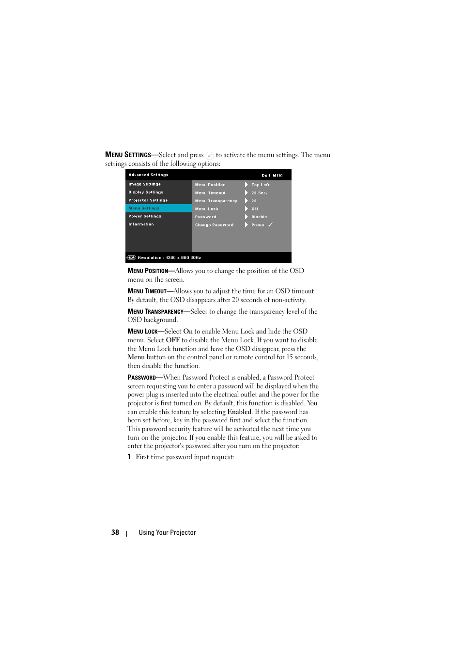 Dell M110 Projector User Manual | Page 38 / 67