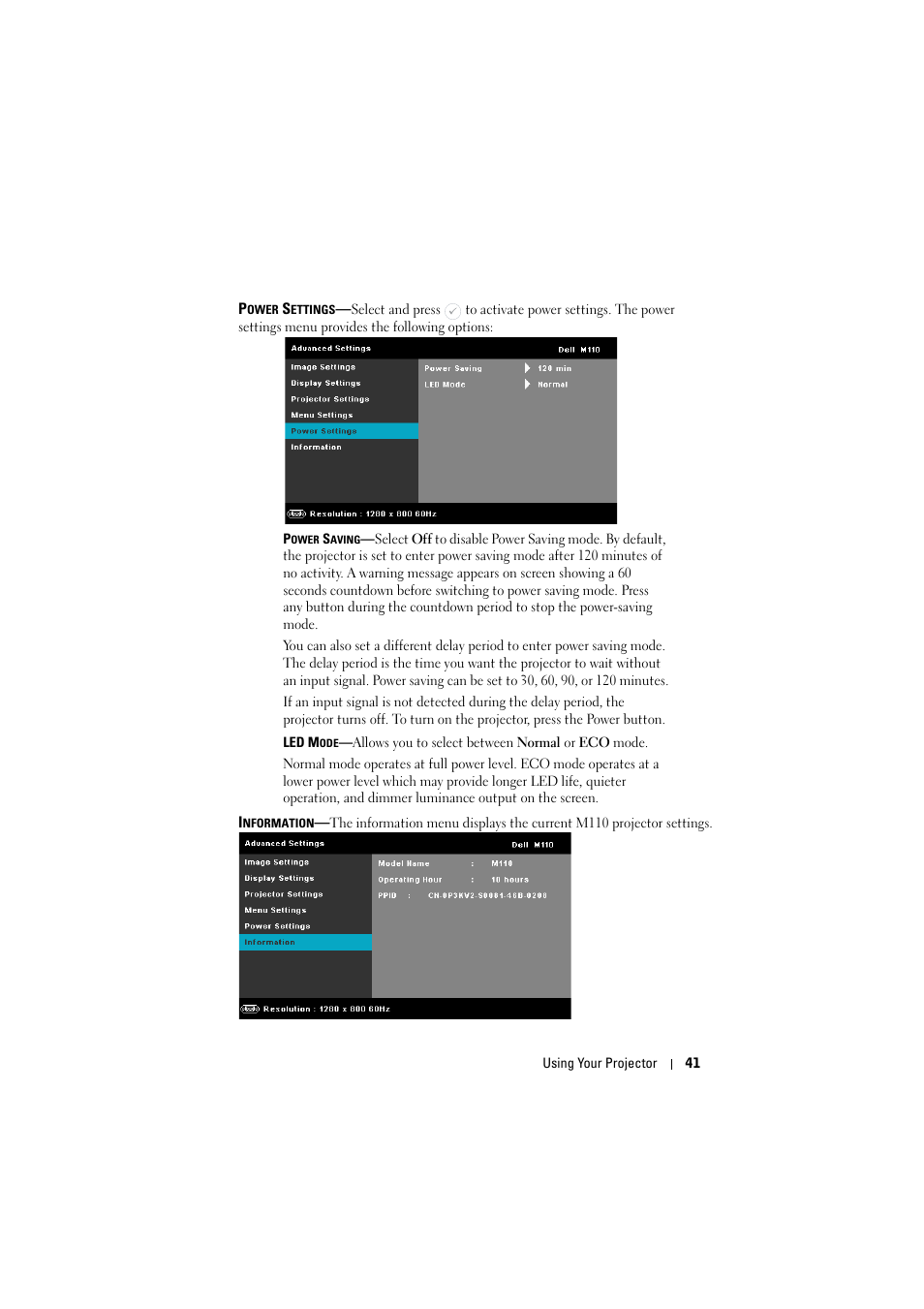 Dell M110 Projector User Manual | Page 41 / 67