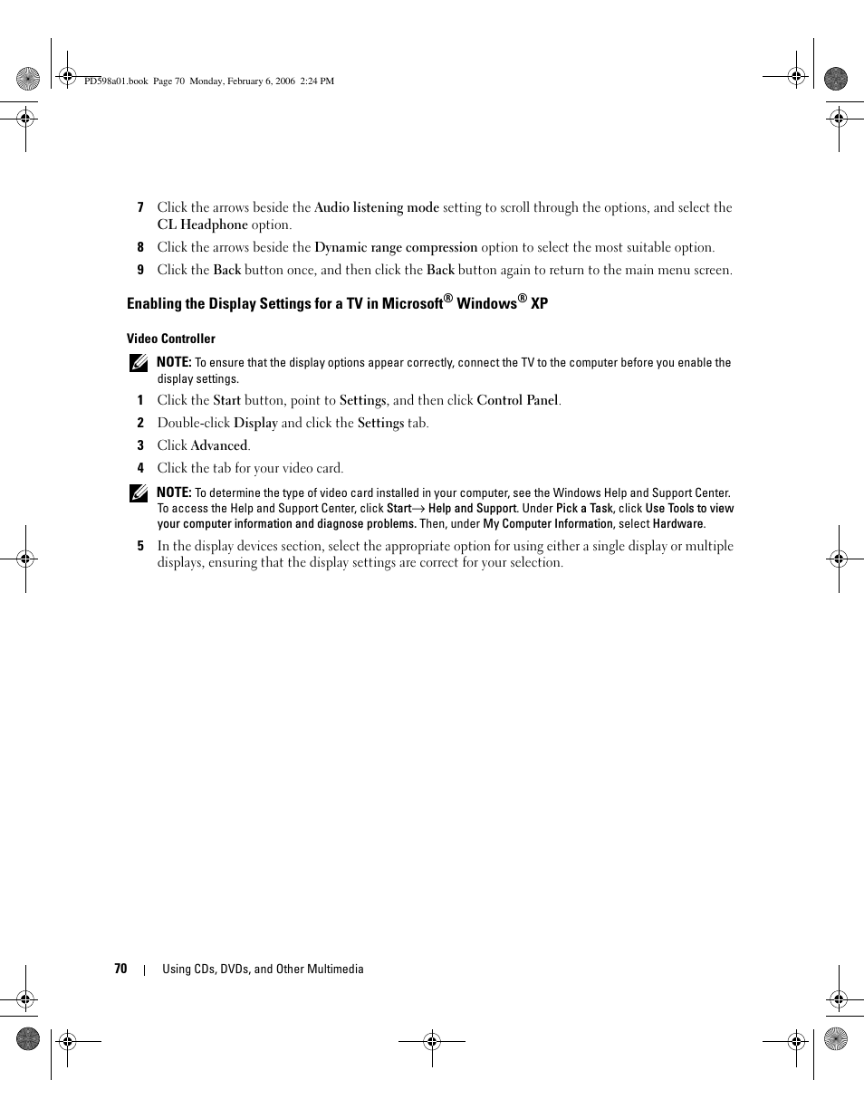 Windows | Dell Inspiron 9400 User Manual | Page 70 / 188