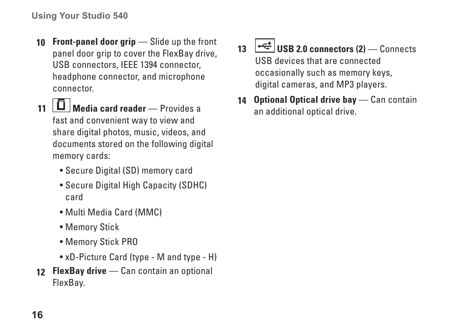 Dell Studio Desktop D540 (Late 2008) User Manual | Page 18 / 62