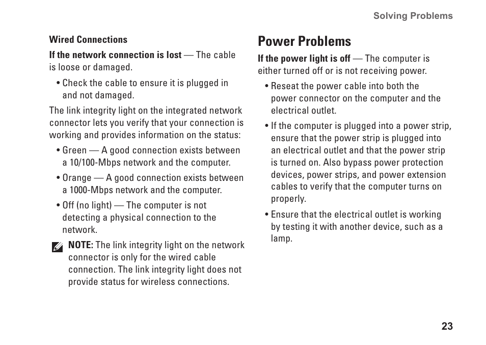 Power problems | Dell Studio Desktop D540 (Late 2008) User Manual | Page 25 / 62