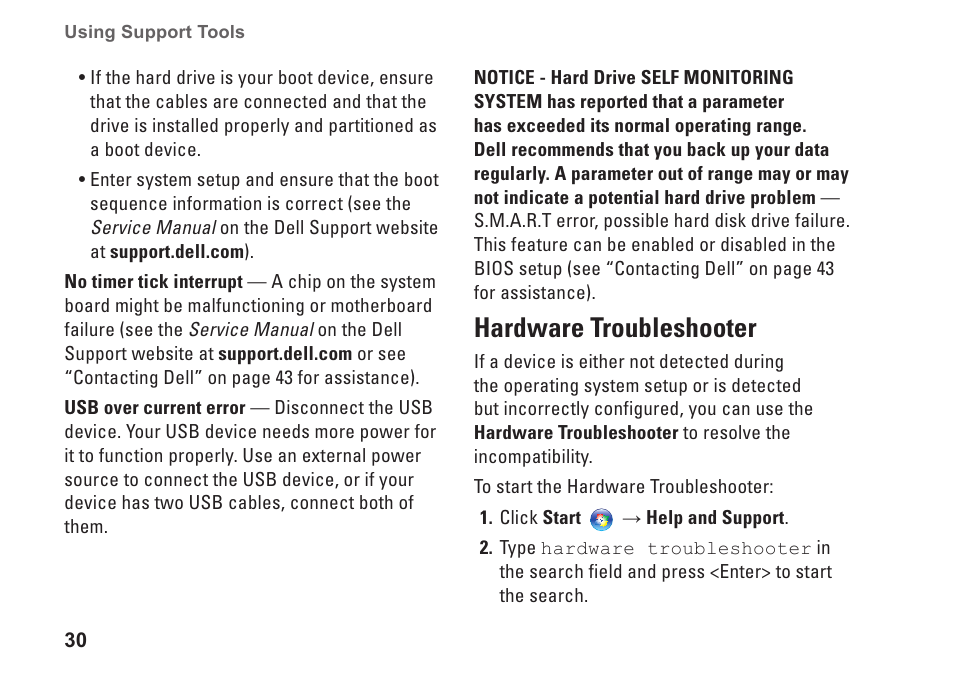 Hardware troubleshooter | Dell Studio Desktop D540 (Late 2008) User Manual | Page 32 / 62