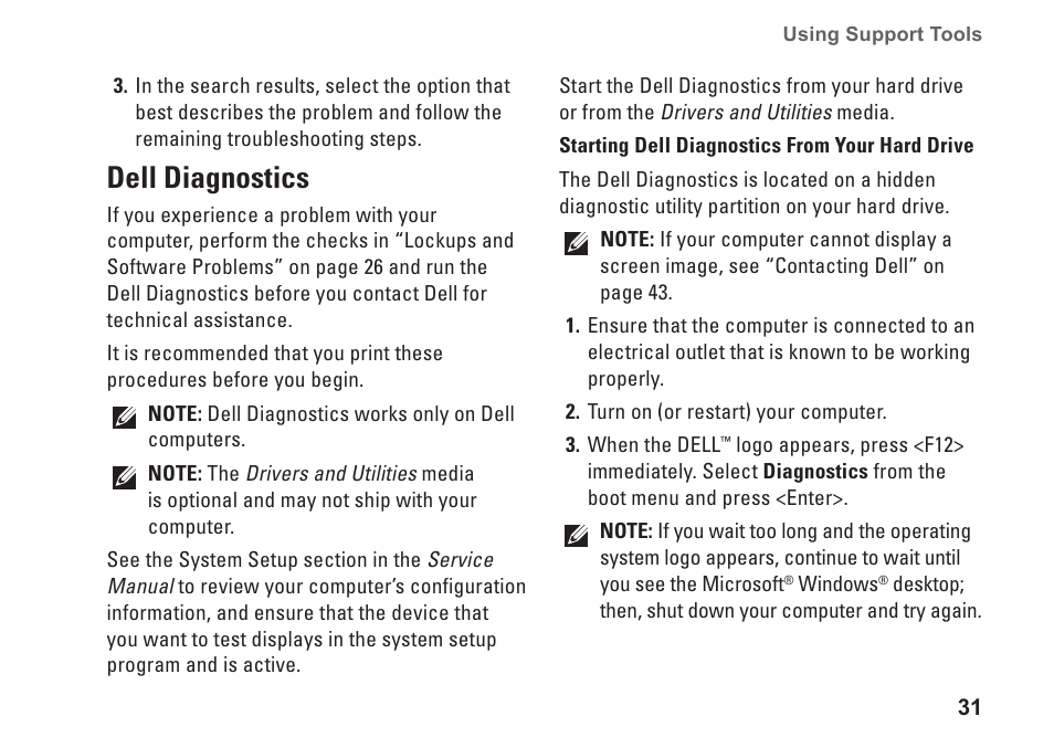 Dell diagnostics | Dell Studio Desktop D540 (Late 2008) User Manual | Page 33 / 62