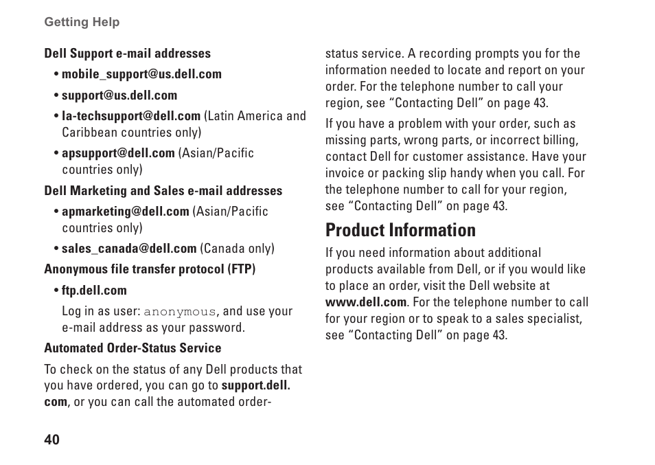 Product information | Dell Studio Desktop D540 (Late 2008) User Manual | Page 42 / 62