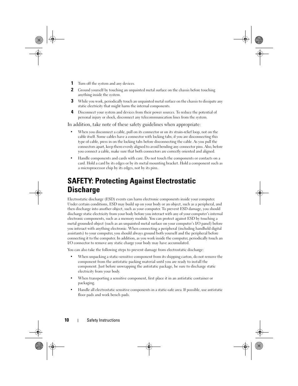 Safety: protecting against electrostatic discharge | Dell Serial Attached SCSI 6iR Integrated and Adapter User Manual | Page 12 / 86