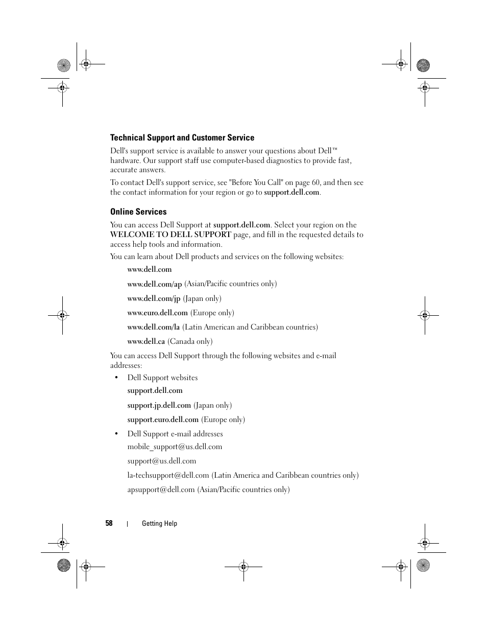 Technical support and customer service, Online services | Dell Serial Attached SCSI 6iR Integrated and Adapter User Manual | Page 60 / 86