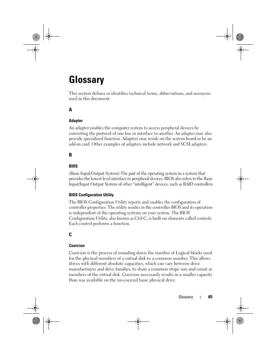 Glossary | Dell Serial Attached SCSI 6iR Integrated and Adapter User Manual | Page 67 / 86