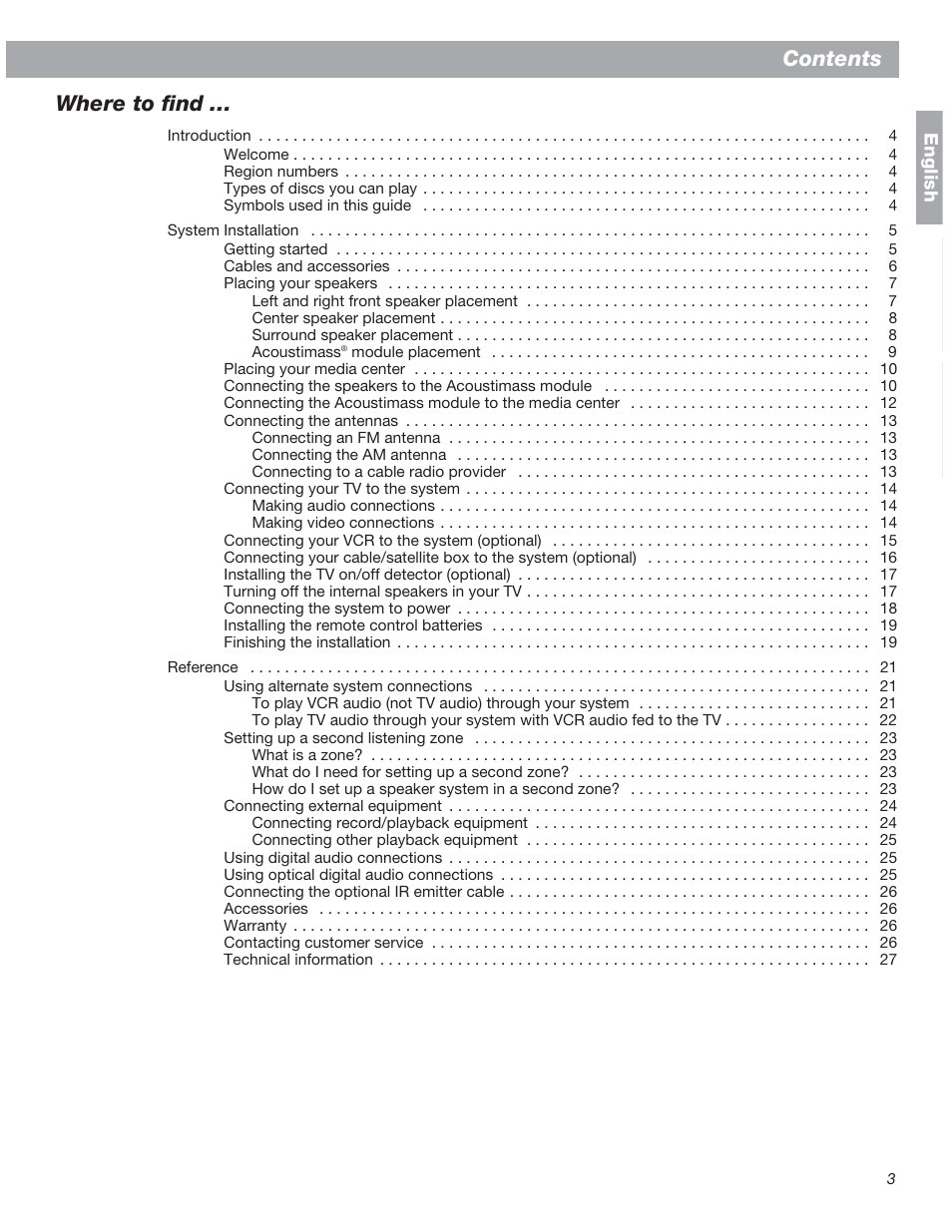 Contents where to fi nd | Bose 18 User Manual | Page 3 / 28