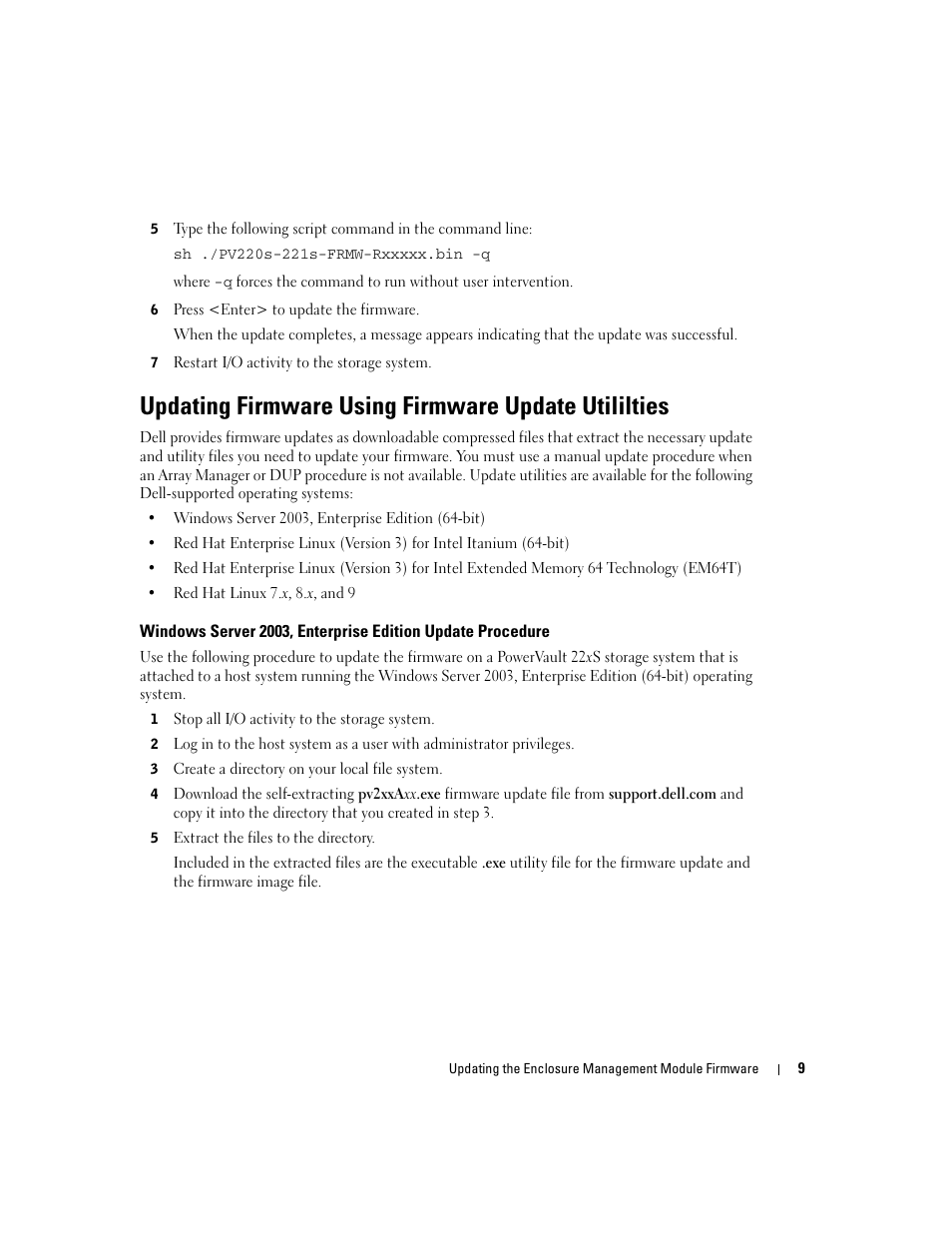 Updating firmware using firmware update utililties | Dell PowerVault 220S (SCSI) User Manual | Page 9 / 14