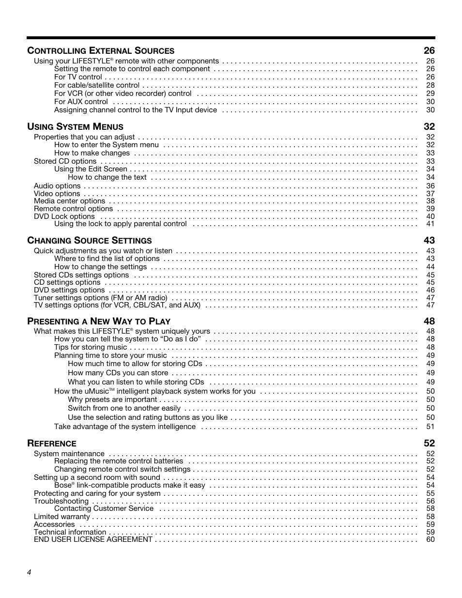 Bose LIFESTYLE 525p 625p User Manual | Page 4 / 68