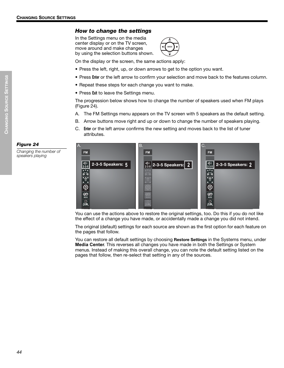 How to change the settings | Bose LIFESTYLE 525p 625p User Manual | Page 44 / 68