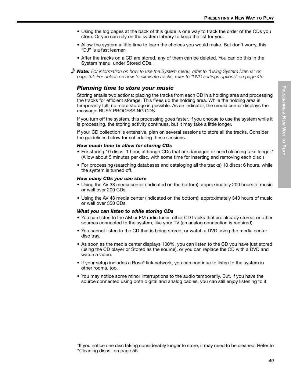 Planning time to store your music | Bose LIFESTYLE 525p 625p User Manual | Page 49 / 68