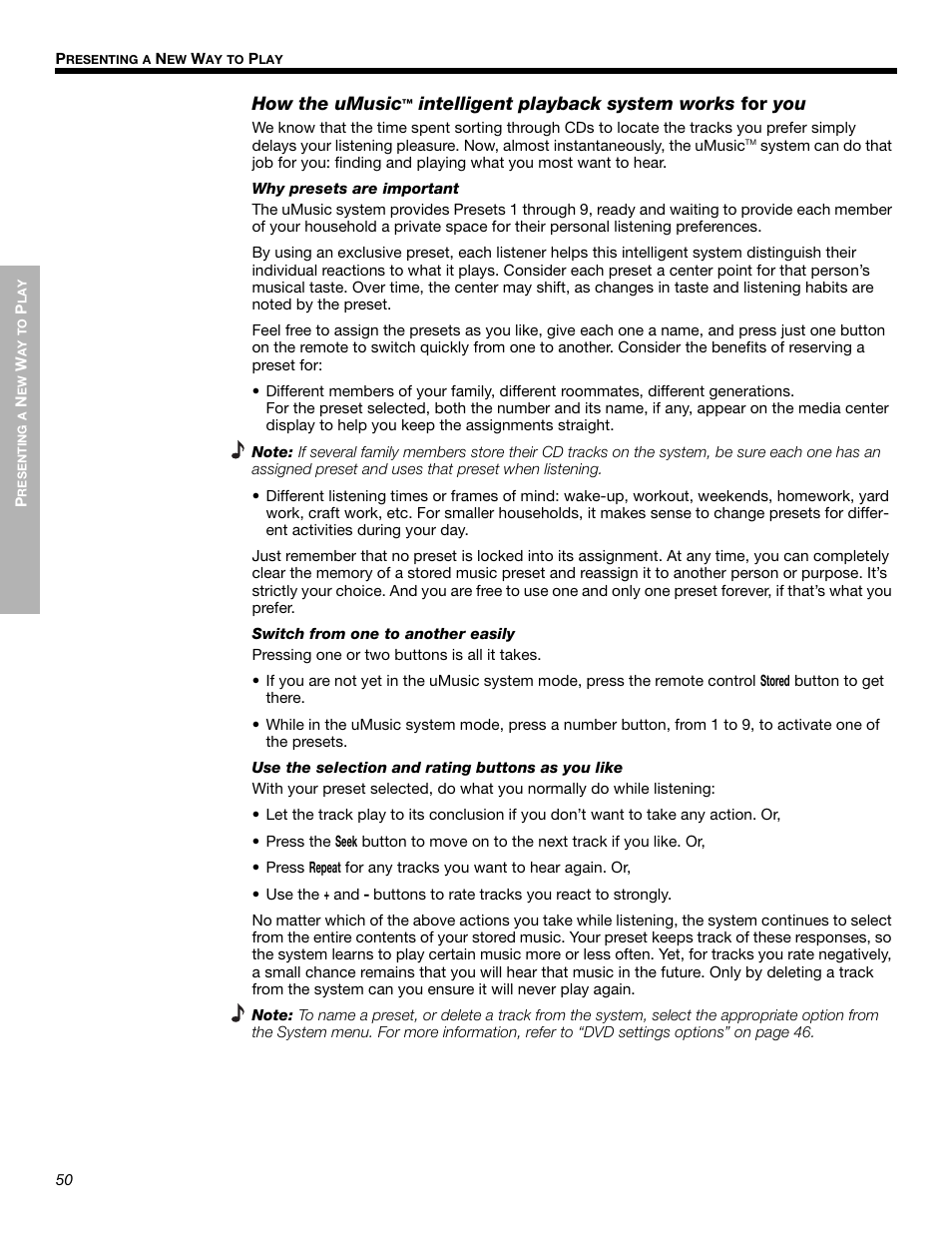 How the umusic, Intelligent playback system works for you | Bose LIFESTYLE 525p 625p User Manual | Page 50 / 68