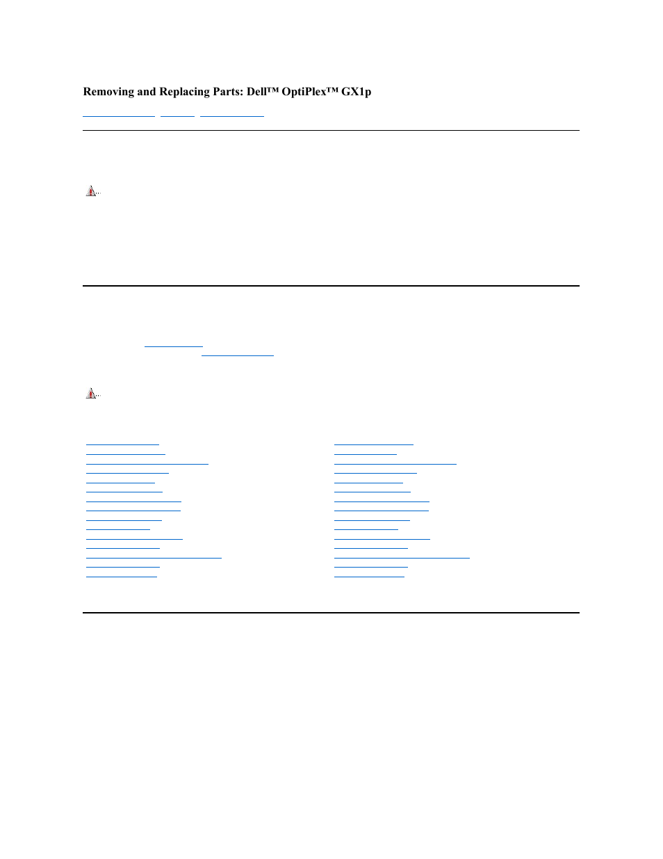 Removing and replacing parts: dell™ optiplex™ gx1p | Dell OptiPlex GX1p User Manual | Page 31 / 106