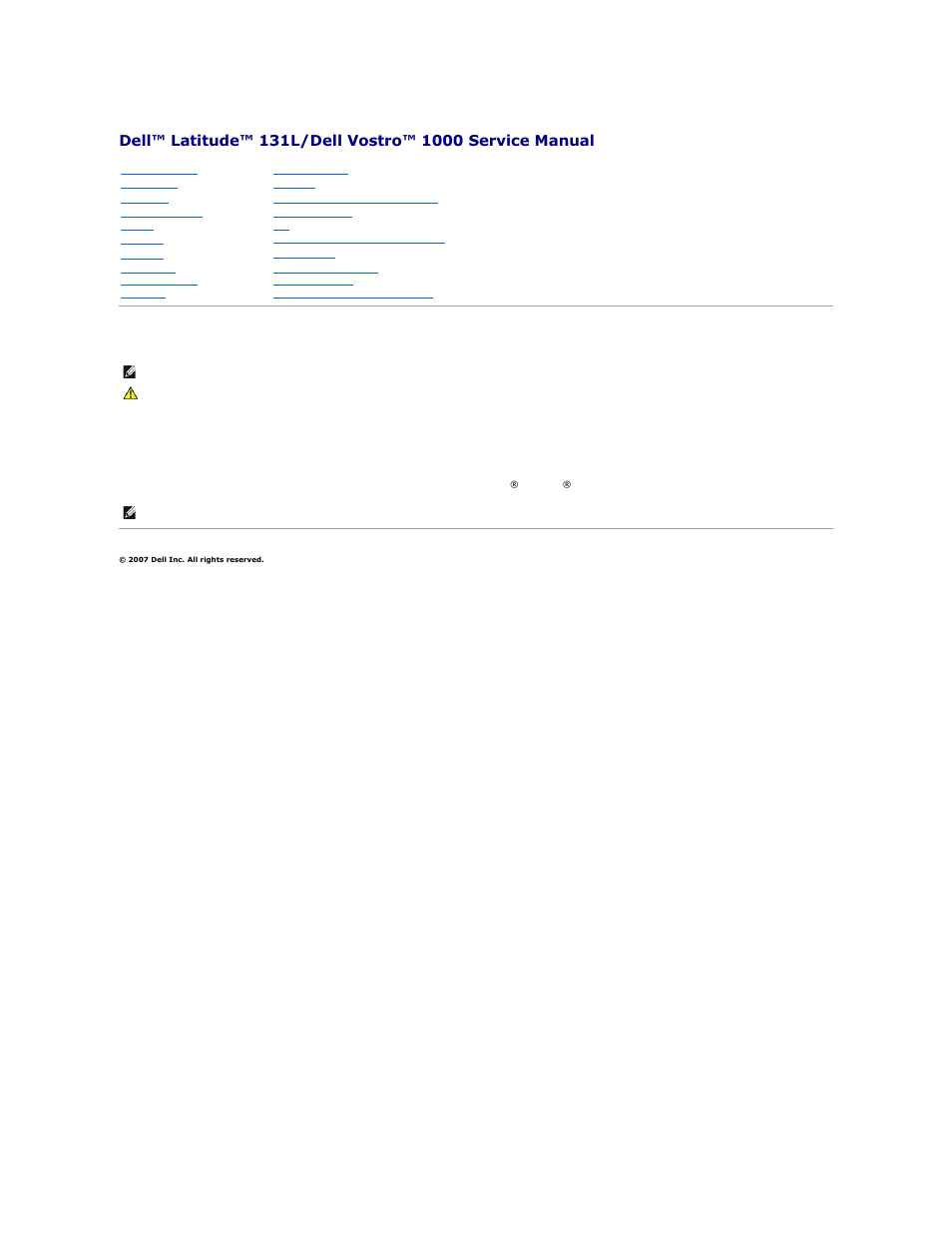 Dell Vostro 1000 (Mid 2007) User Manual | 45 pages