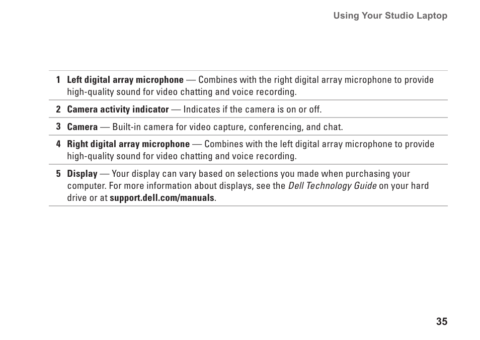 Dell Studio 1749 (Early 2010) User Manual | Page 37 / 102