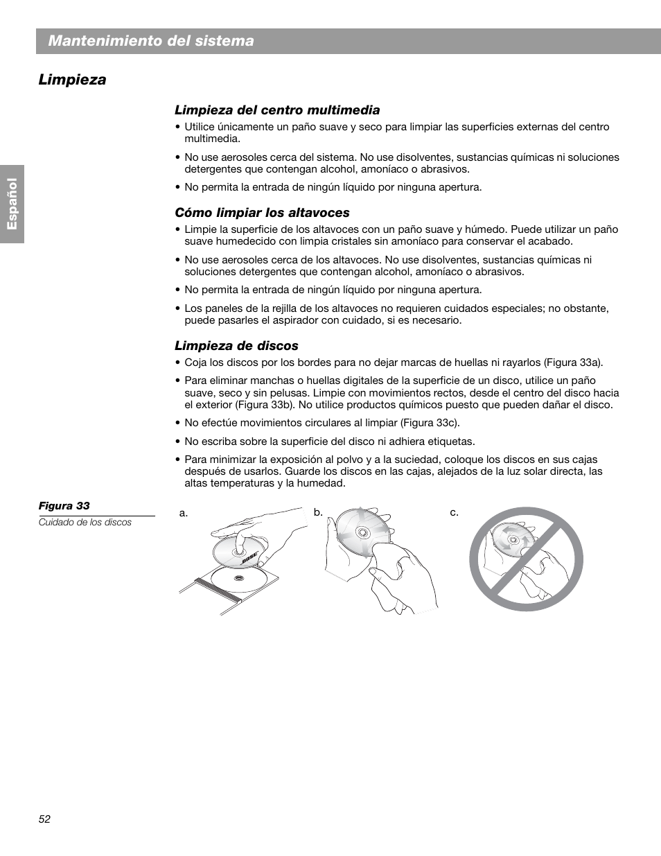 Mantenimiento del sistema limpieza | Bose 3.2.1 GS Series II User Manual | Page 108 / 180