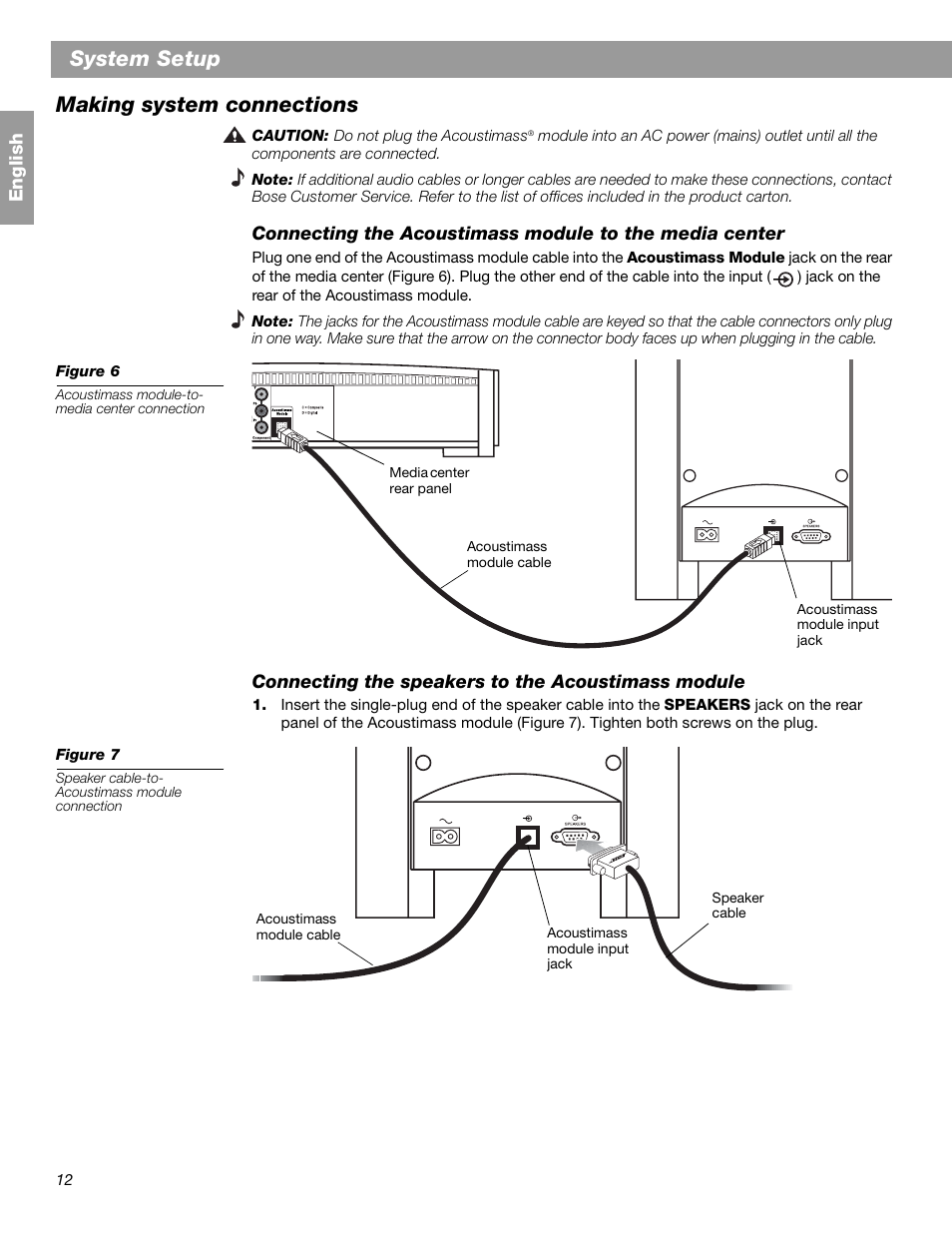 System setup, Making system connections | Bose 3.2.1 GS Series II User Manual | Page 12 / 180