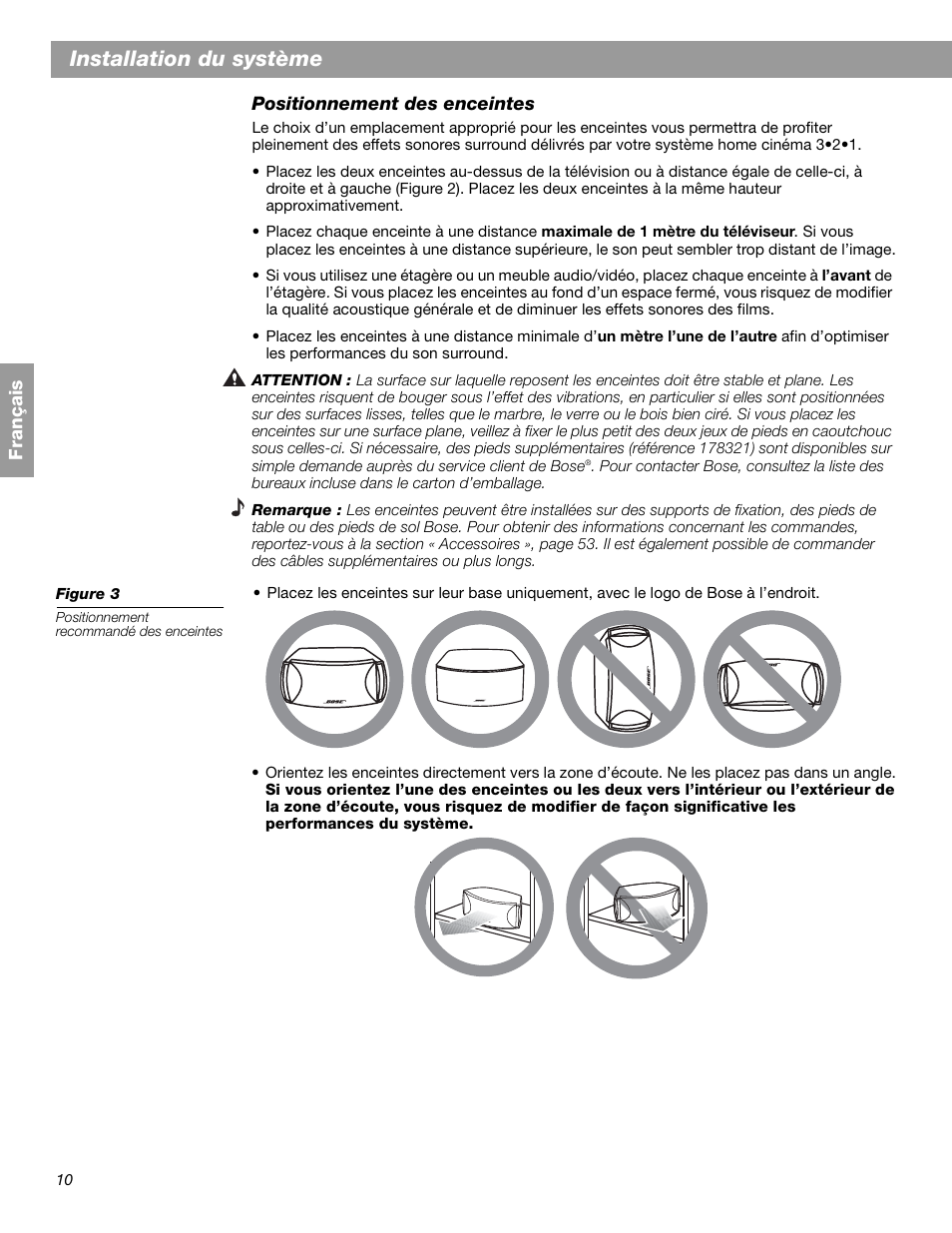 Installation du système | Bose 3.2.1 GS Series II User Manual | Page 122 / 180