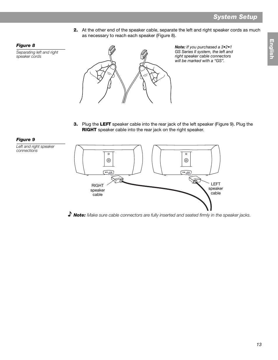 System setup, Engl is h | Bose 3.2.1 GS Series II User Manual | Page 13 / 180