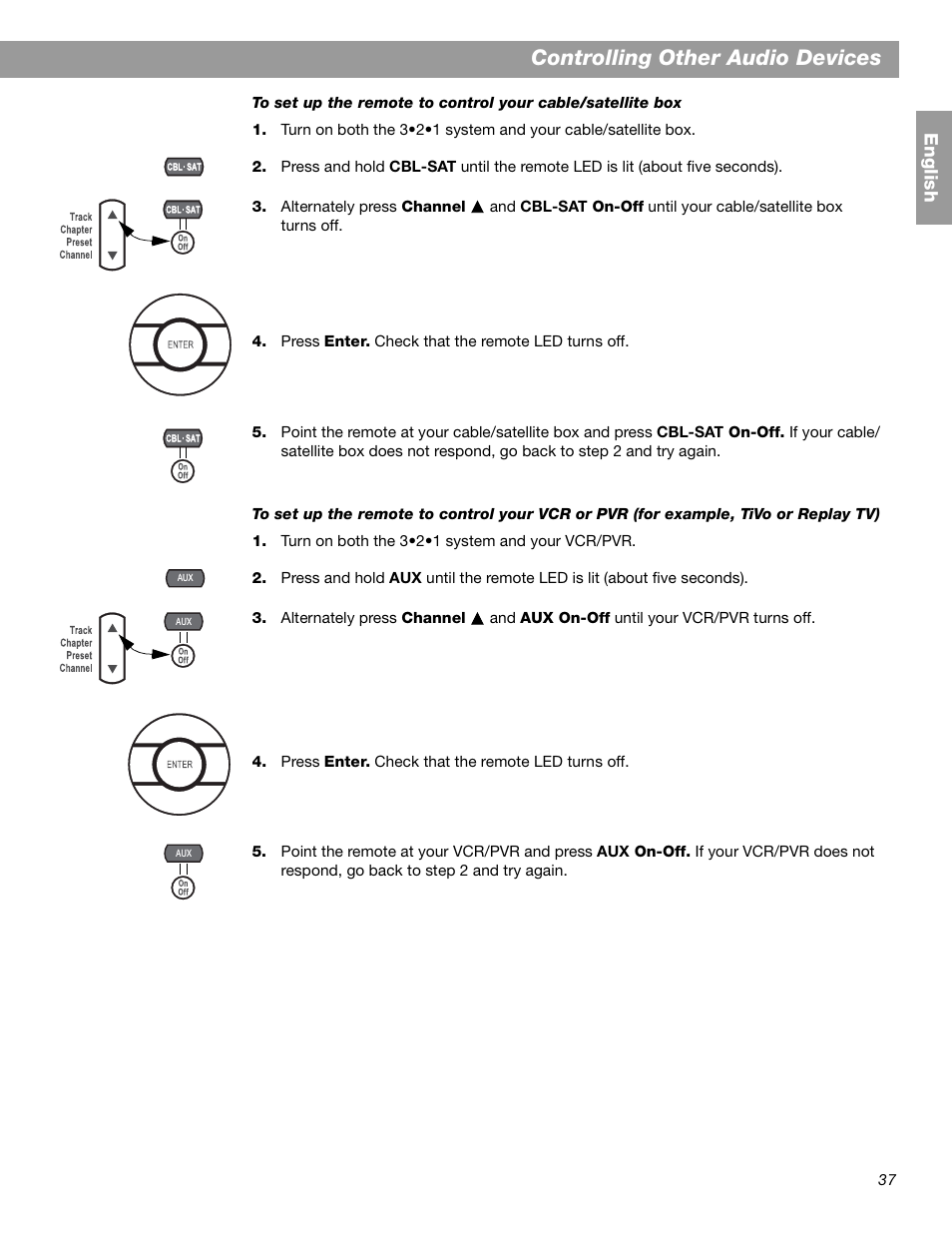 Controlling other audio devices, Engl is h | Bose 3.2.1 GS Series II User Manual | Page 37 / 180