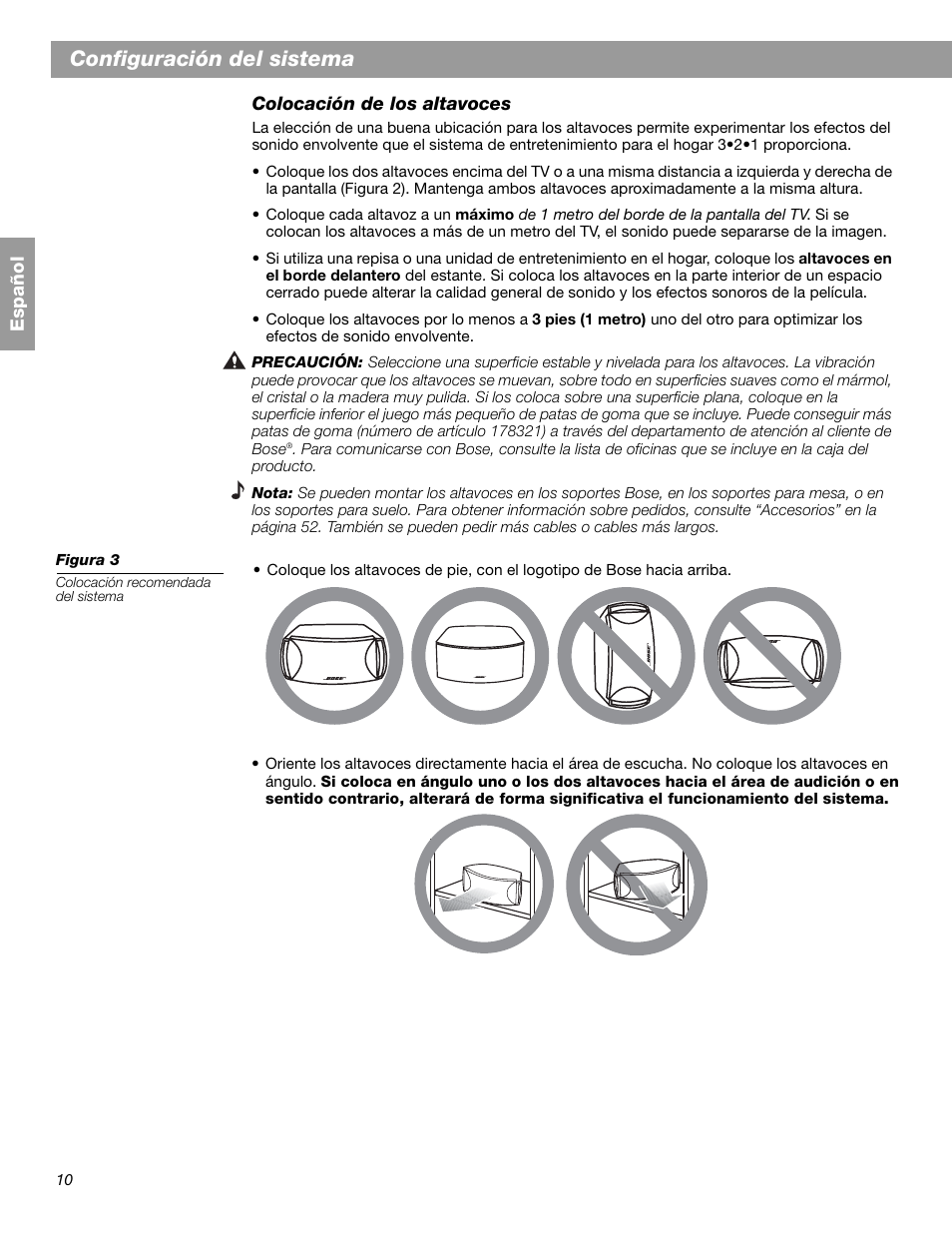 Configuración del sistema | Bose 3.2.1 GS Series II User Manual | Page 66 / 180