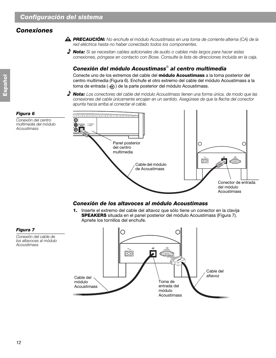 Configuración del sistema, Conexiones | Bose 3.2.1 GS Series II User Manual | Page 68 / 180