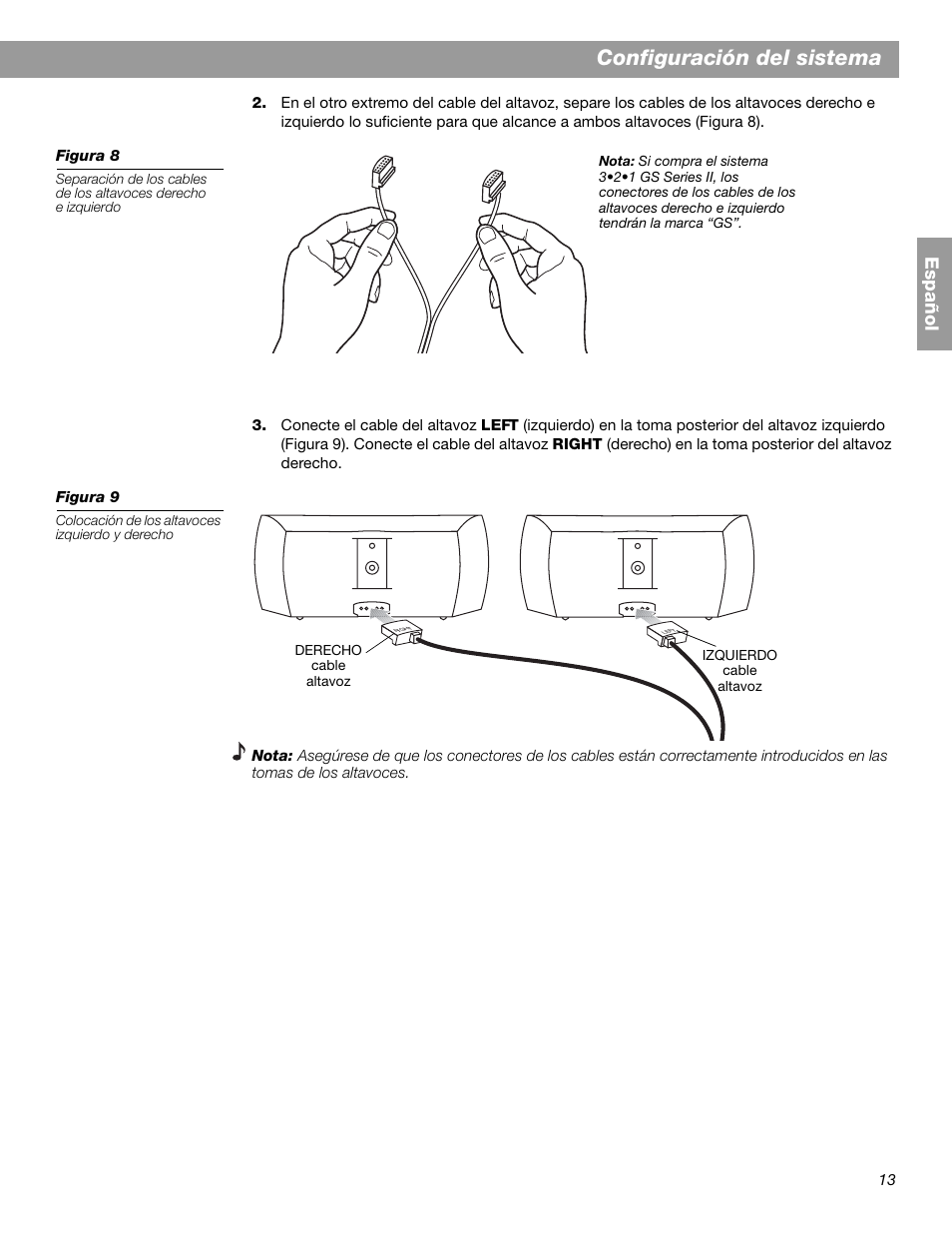 Configuración del sistema, Español | Bose 3.2.1 GS Series II User Manual | Page 69 / 180