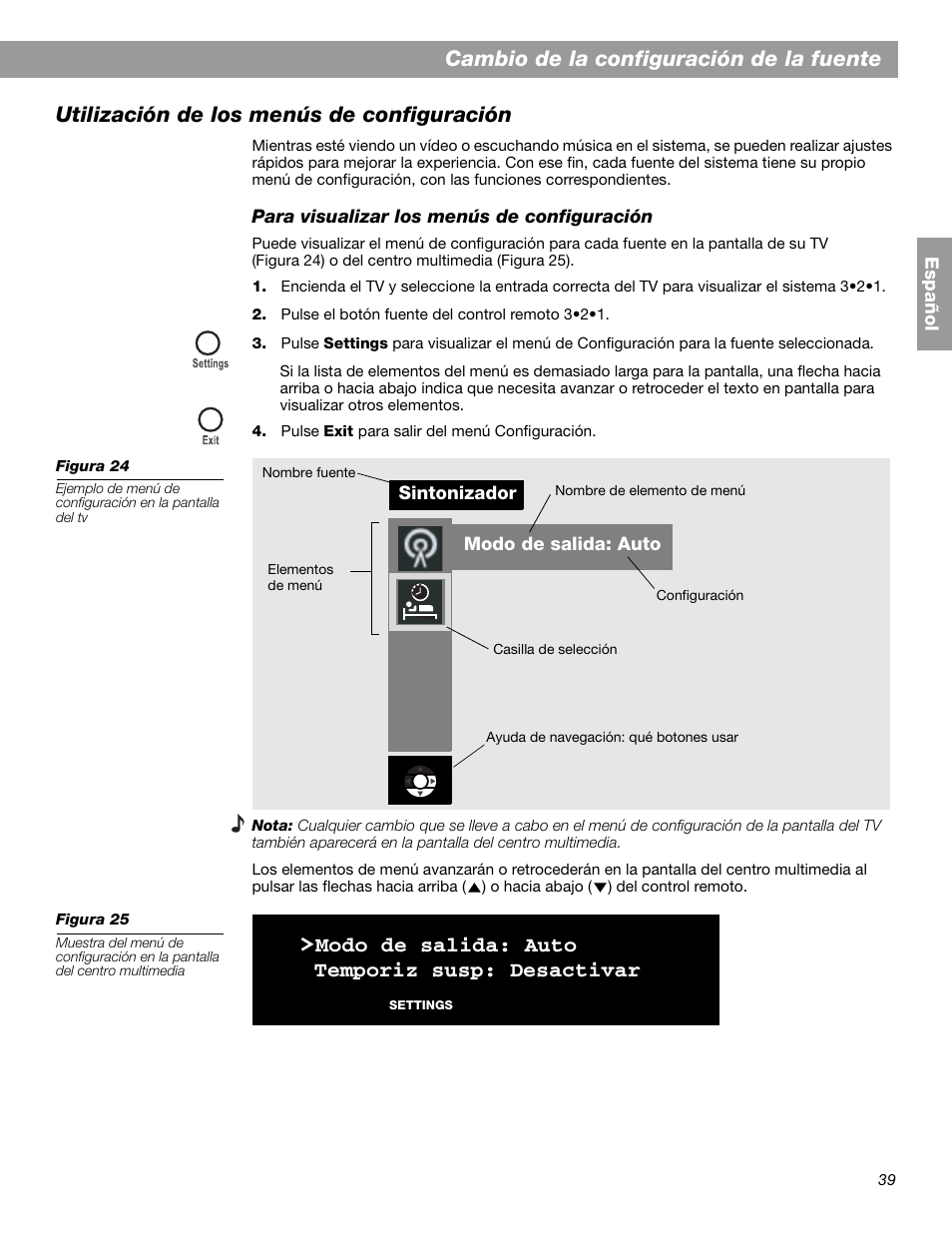 Modo de salida: auto temporiz susp: desactivar | Bose 3.2.1 GS Series II User Manual | Page 95 / 180