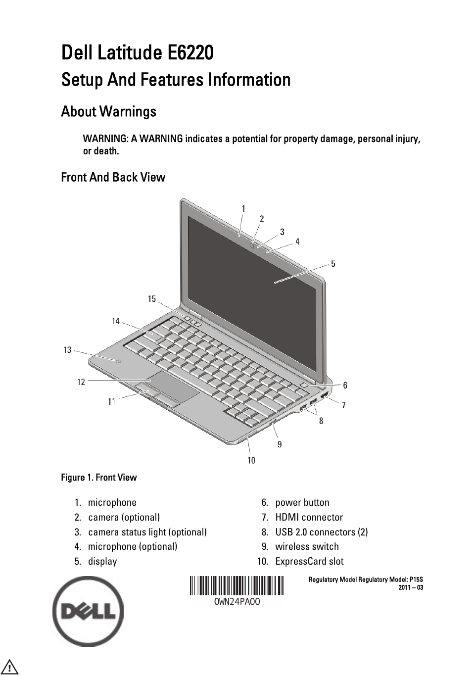 Dell Latitude E6220 (Mid 2011) User Manual | 8 pages