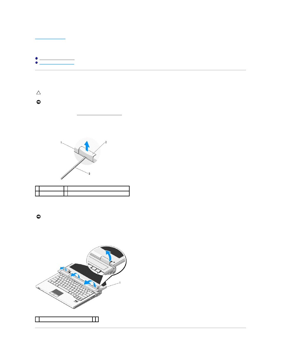 Hinge cover, Removing the hinge cover | Dell Vostro 1310 (Early 2008) User Manual | Page 31 / 65