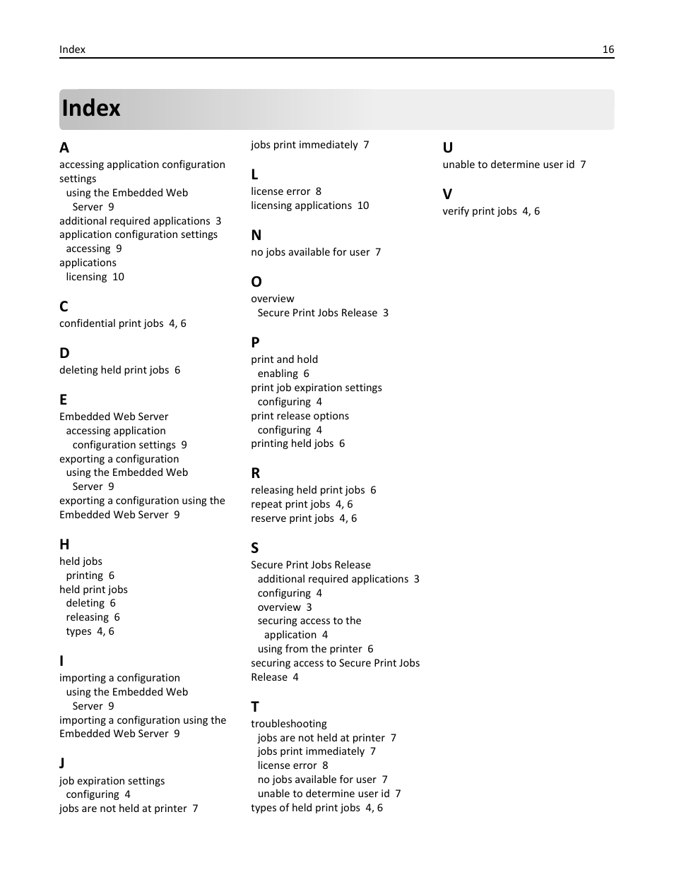 Index | Dell B3460dn Mono Laser Printer User Manual | Page 16 / 16