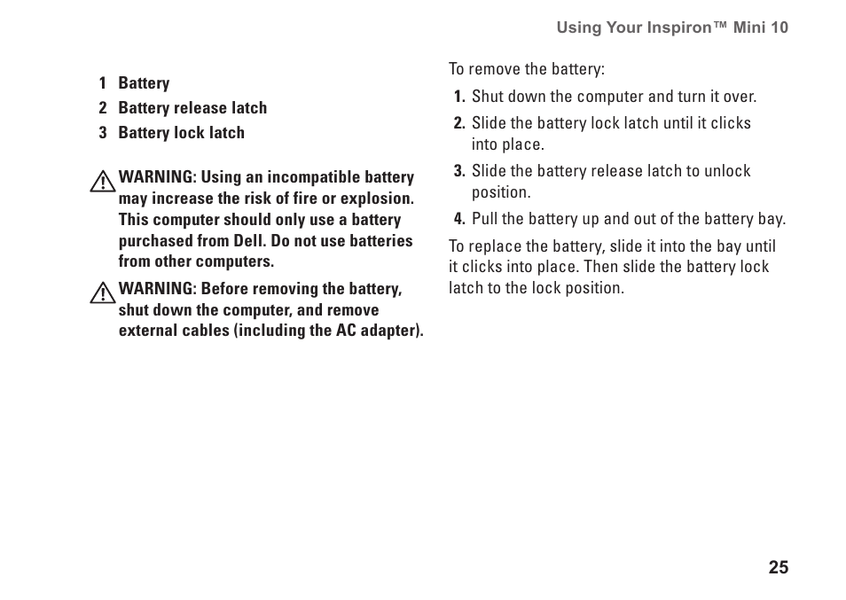 Dell Inspiron Mini 10v (1011, Mid 2009) User Manual | Page 27 / 68