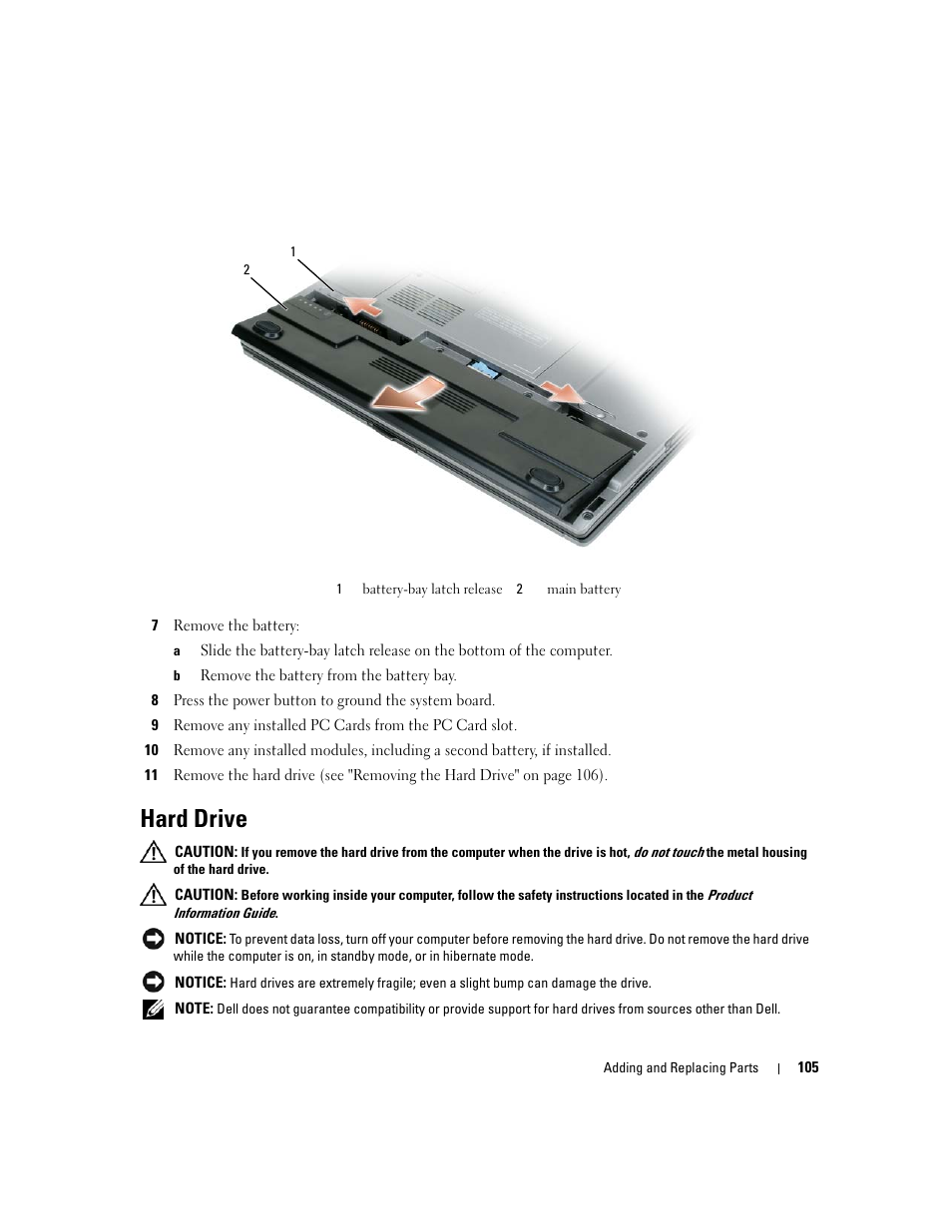 Hard drive | Dell Latitude D430 (Mid 2007) User Manual | Page 105 / 150