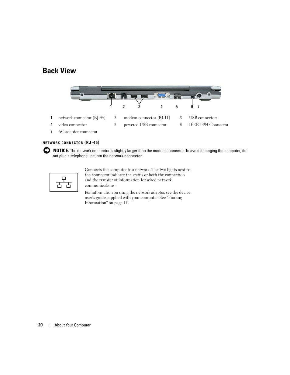 Back view | Dell Latitude D430 (Mid 2007) User Manual | Page 20 / 150