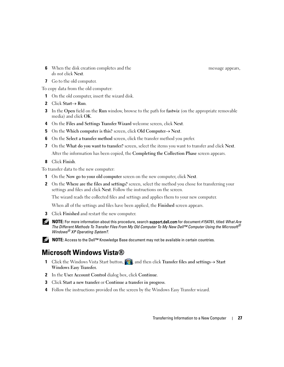 Microsoft windows vista | Dell Latitude D430 (Mid 2007) User Manual | Page 27 / 150