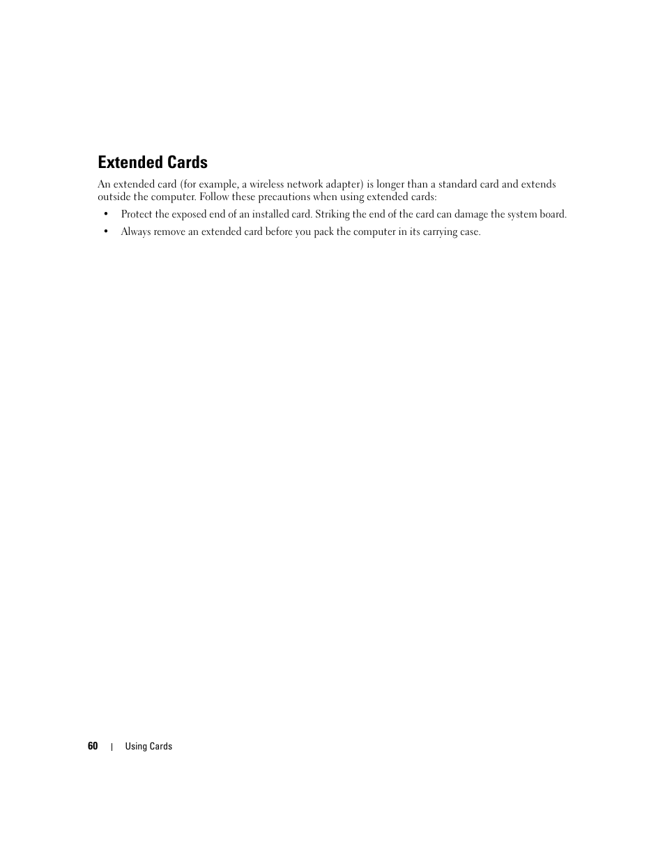 Extended cards | Dell Latitude D430 (Mid 2007) User Manual | Page 60 / 150