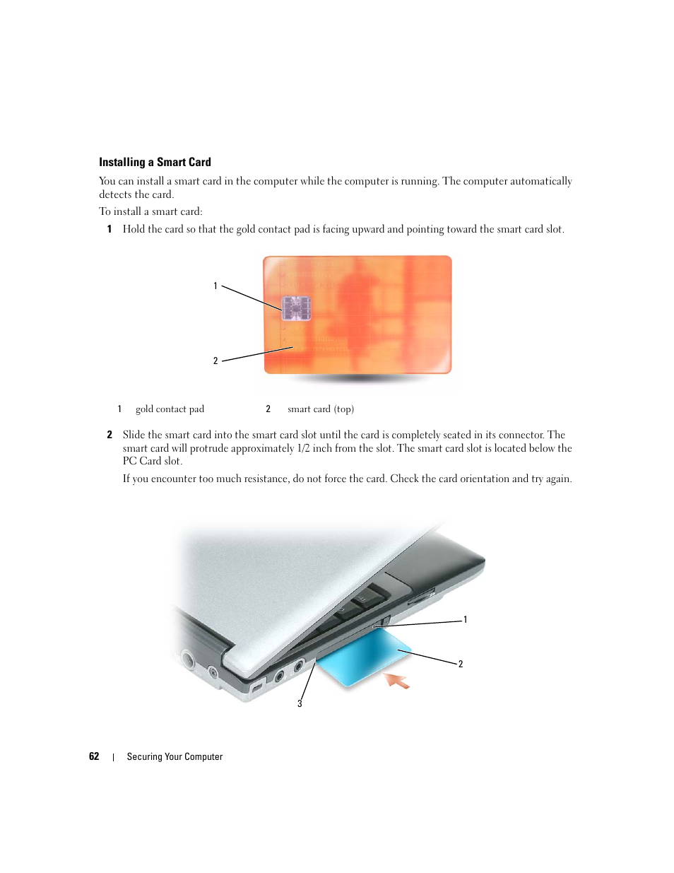 Installing a smart card | Dell Latitude D430 (Mid 2007) User Manual | Page 62 / 150