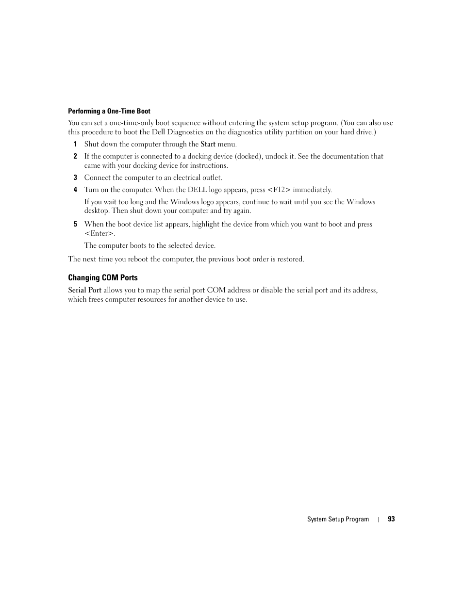 Changing com ports | Dell Latitude D430 (Mid 2007) User Manual | Page 93 / 150