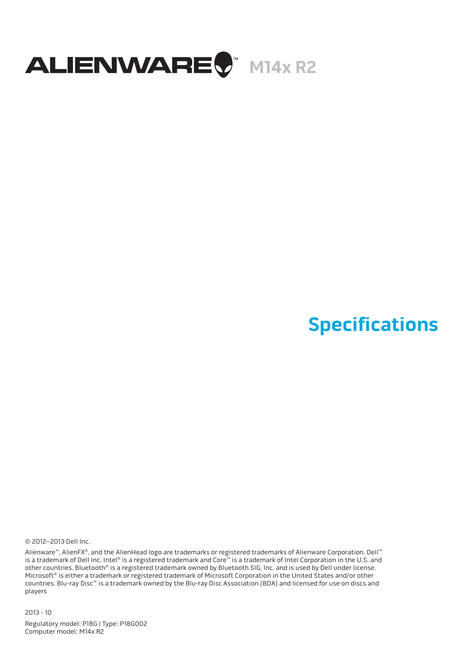 Dell Alienware M14x R2 (Early 2012) User Manual | 7 pages