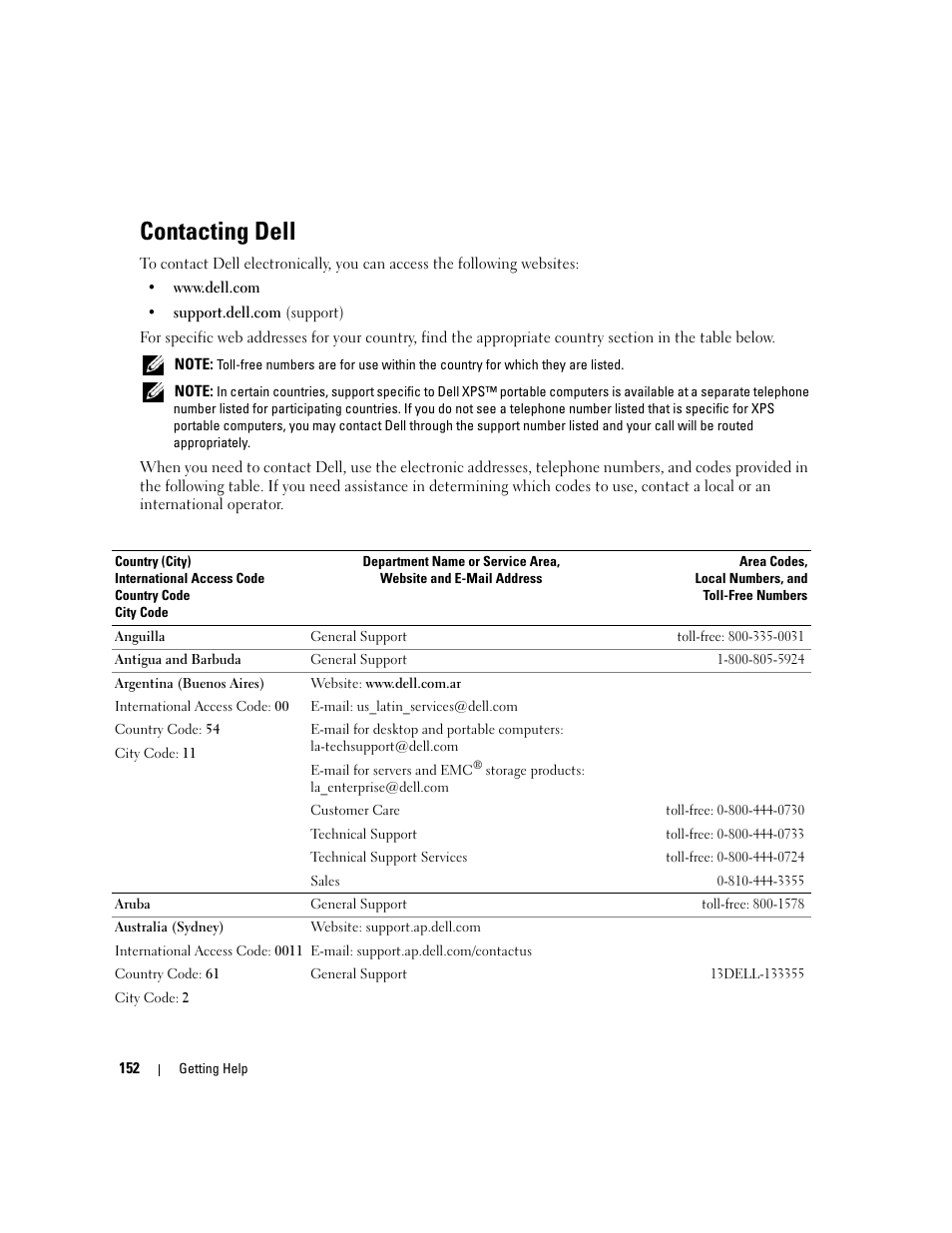 Contacting dell | Dell PowerEdge 2900 User Manual | Page 152 / 182