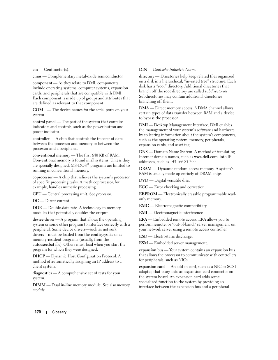 Dell PowerEdge 2900 User Manual | Page 170 / 182