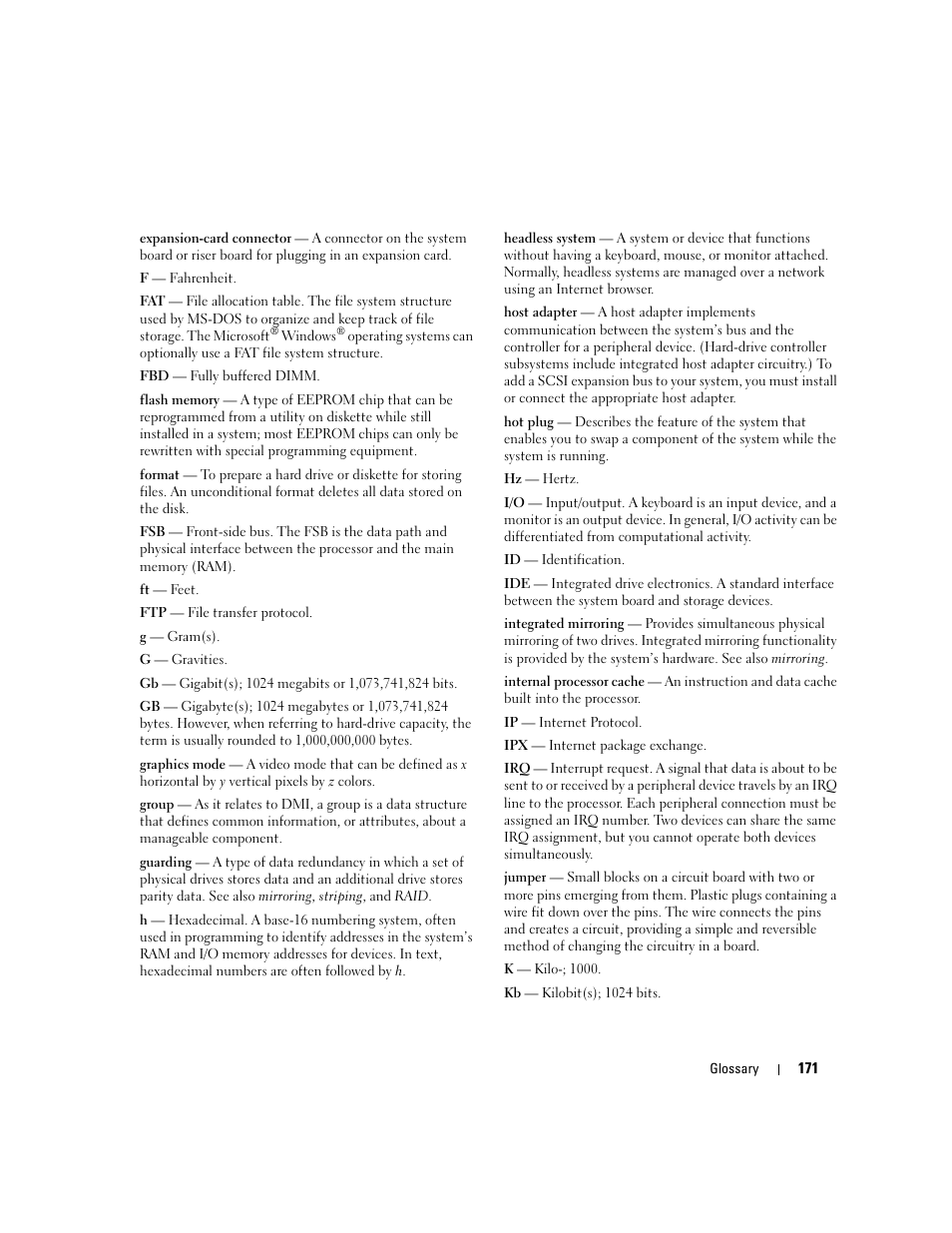 Dell PowerEdge 2900 User Manual | Page 171 / 182