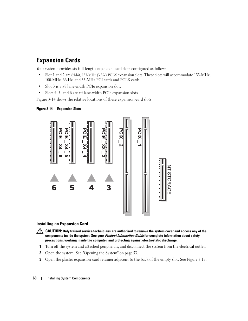 Expansion cards, Installing an expansion card | Dell PowerEdge 2900 User Manual | Page 68 / 182