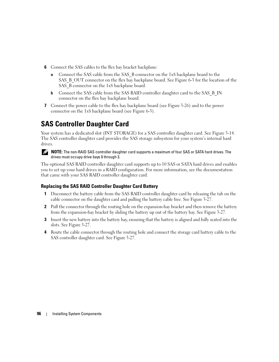 Sas controller daughter card | Dell PowerEdge 2900 User Manual | Page 96 / 182