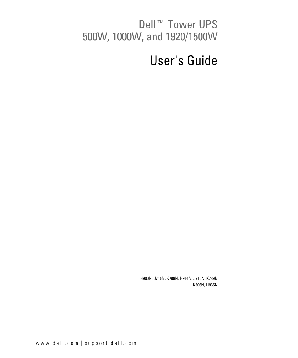 Dell UPS 500T User Manual | 63 pages