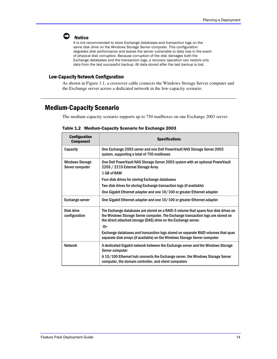Medium-capacity scenario, Low-capacity network configuration | Dell PowerVault 745N User Manual | Page 14 / 73