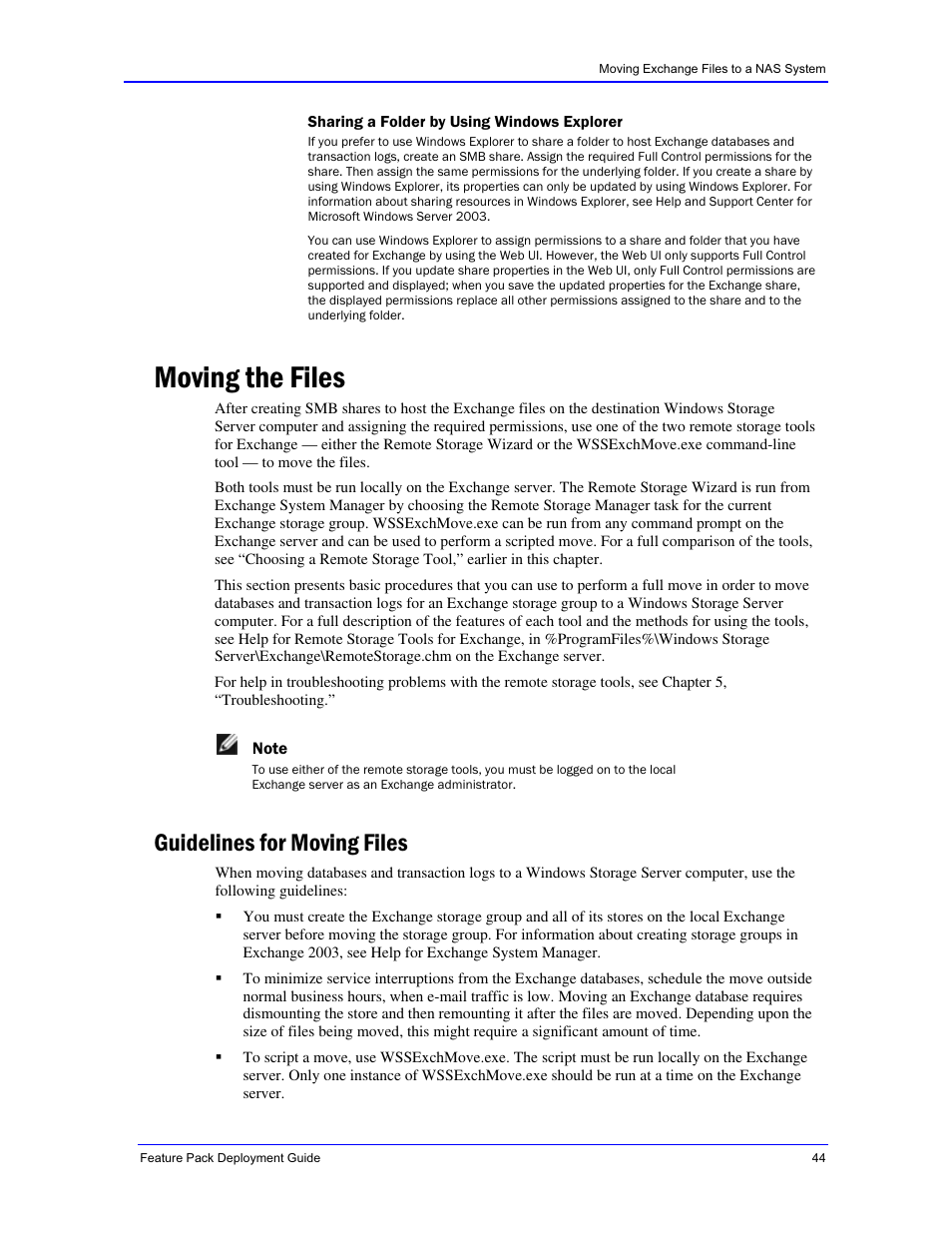 Moving the files, Guidelines for moving files | Dell PowerVault 745N User Manual | Page 44 / 73